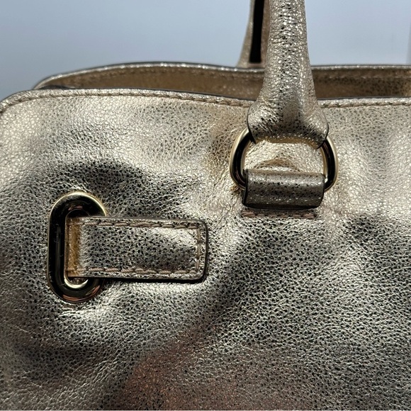 Michael Kors MK Satchel Tote Bag Pale Gold Hamilton Leather East West Large - Picture 7 of 16